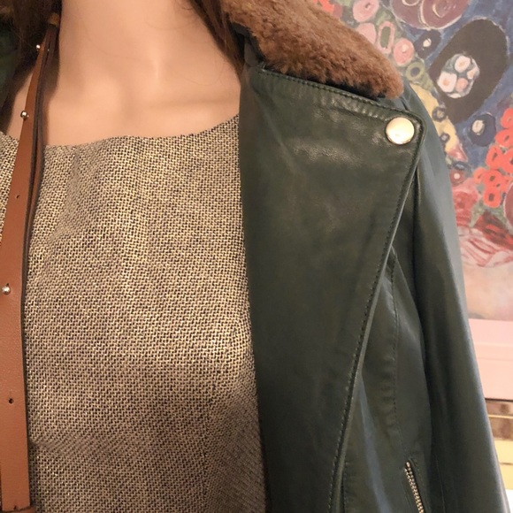NWT leather jacket faux fur collar Made in Spain. - Picture 5 of 12